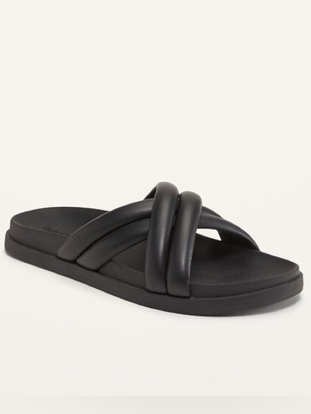 New Old Navy Black Faux Leather Criss Cross Bubble Sandals- Size 6